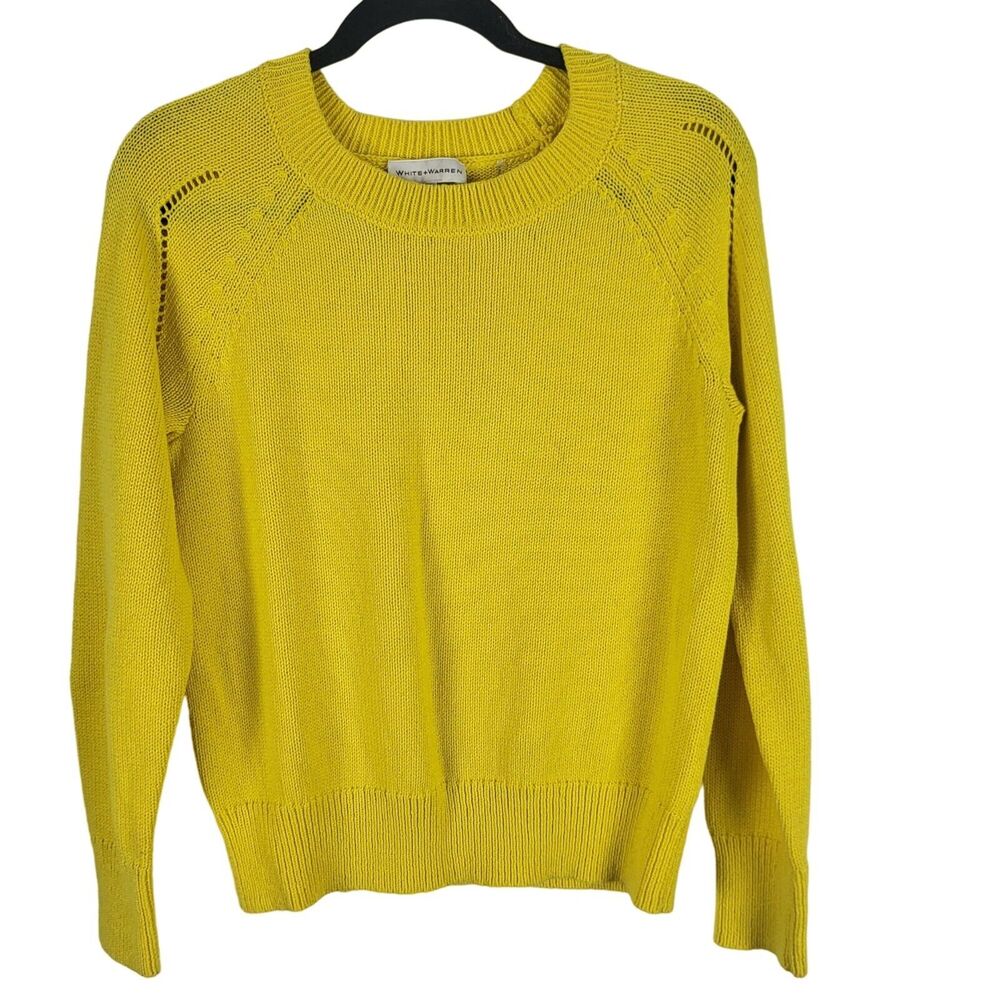 White + Warren Crew Neck Sweater XS Womens Yellow Long Sleeve Pullover Top